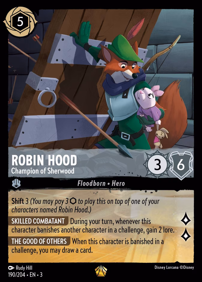 Robin Hood - Champion of Sherwood Lorcana card (190/204, Into the Inklands)
