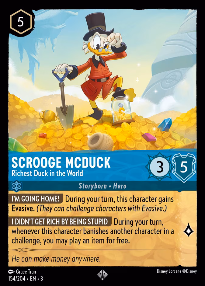 Scrooge McDuck - Richest Duck in the World Lorcana card (154/204, Into the Inklands)