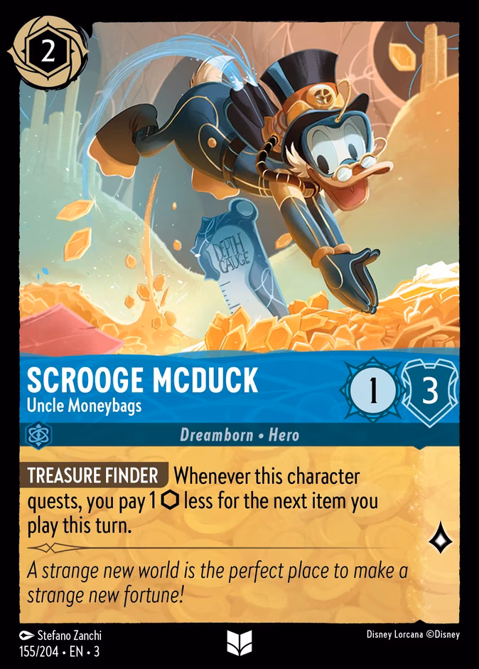 Scrooge McDuck - Uncle Moneybags Lorcana card (155/204, Into the Inklands)