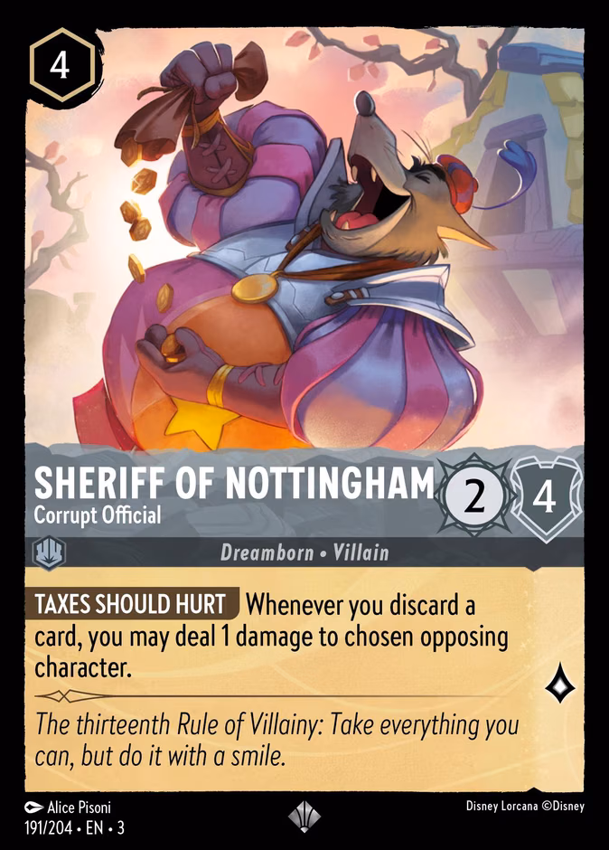 Sheriff of Nottingham - Corrupt Official Lorcana card (191/204, Into the Inklands)