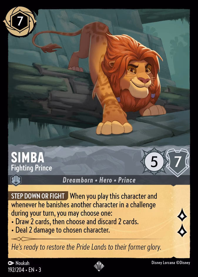Simba - Fighting Prince Lorcana card (192/204, Into the Inklands)