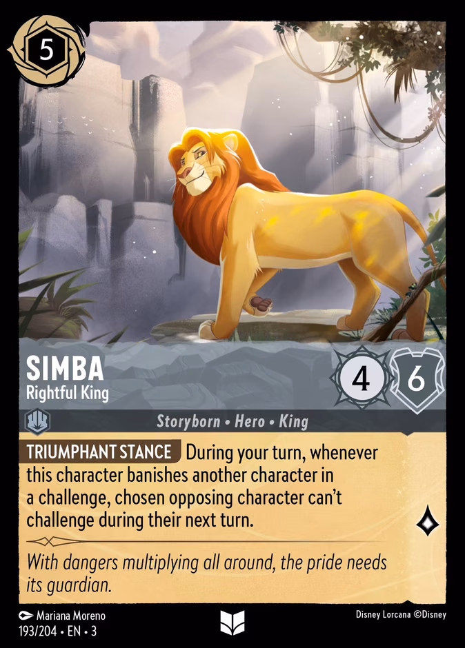 Simba - Rightful King Lorcana card (193/204, Into the Inklands)