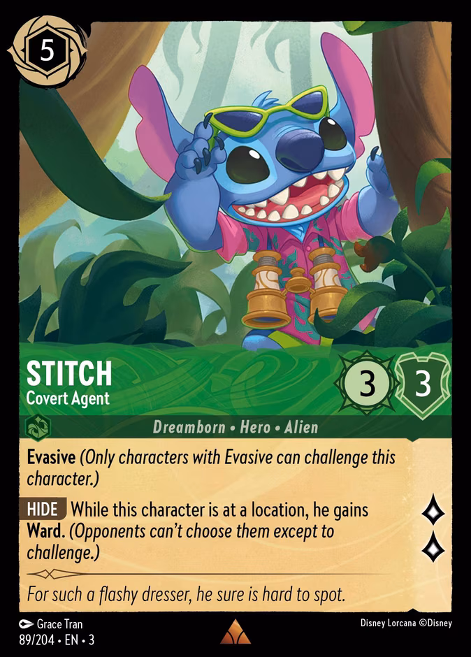 Stitch - Covert Agent Lorcana card (89/204, Into the Inklands)