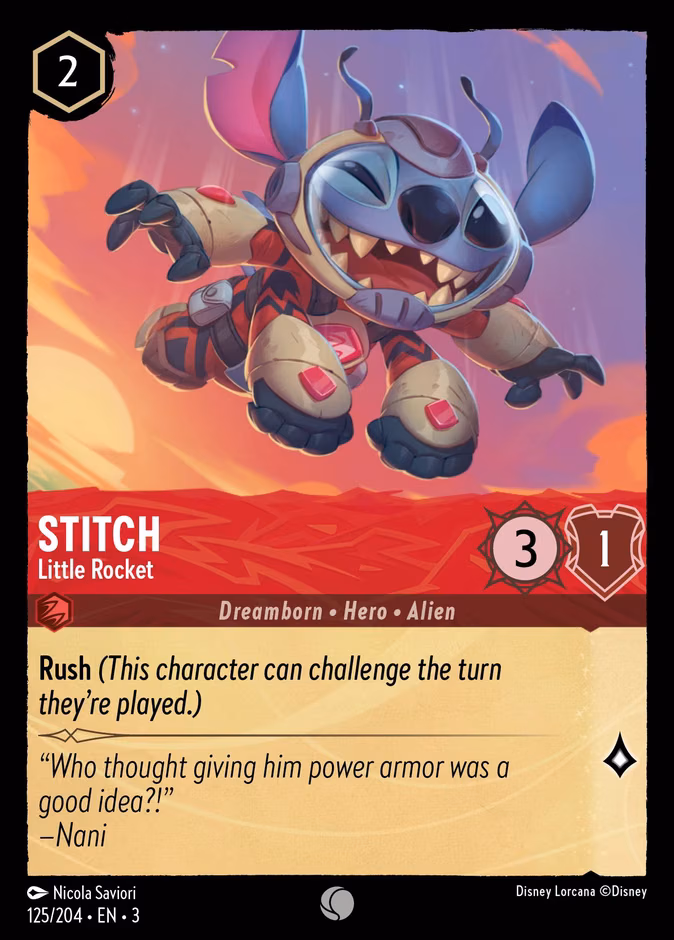 Stitch - Little Rocket Lorcana card (125/204, Into the Inklands)