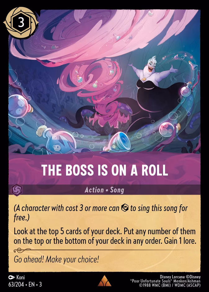 The Boss is on a Roll Lorcana card (63/204, Into the Inklands)