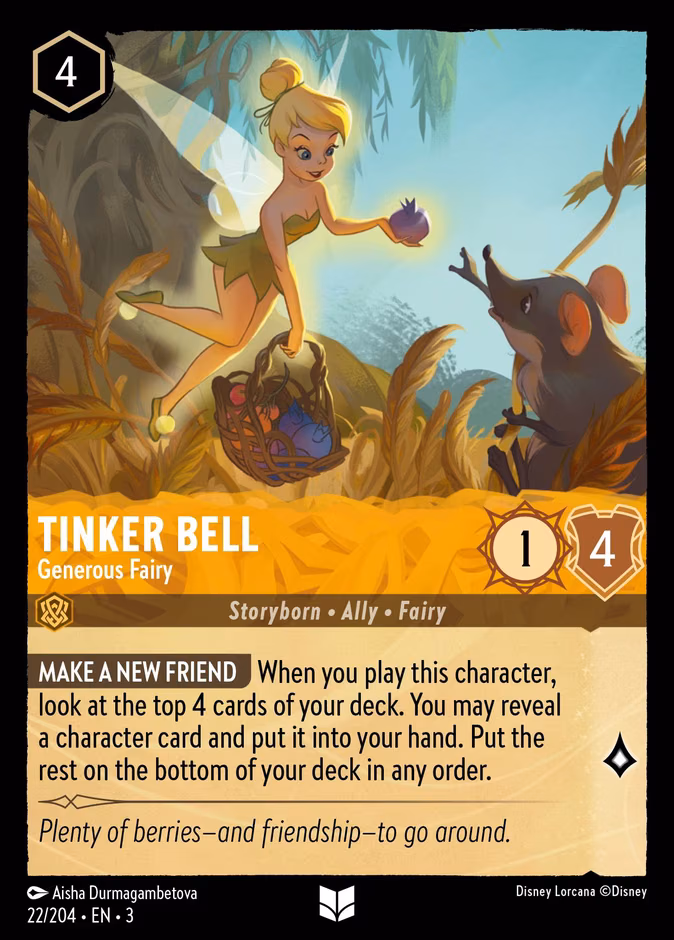 Tinker Bell - Generous Fairy Lorcana card (22/204, Into the Inklands)