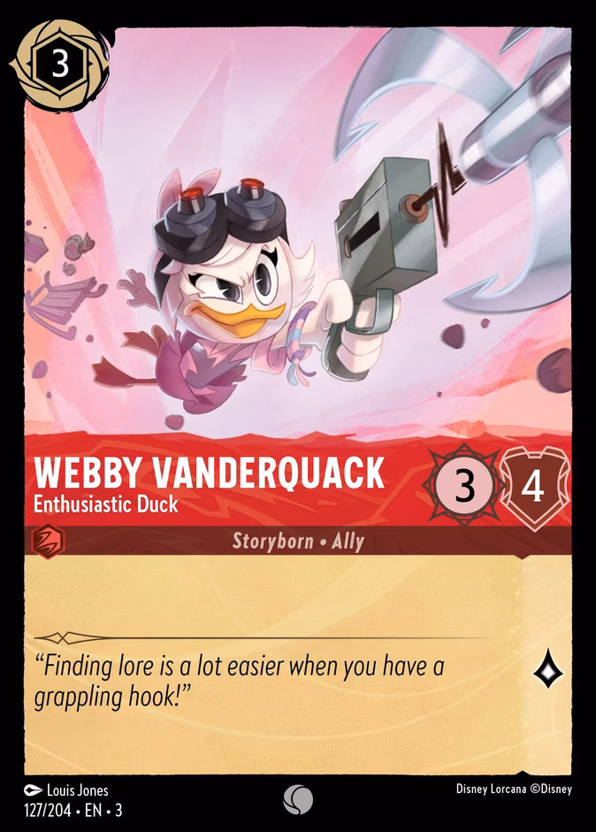 Webby Vanderquack - Enthusiastic Duck Lorcana card (127/204, Into the Inklands)