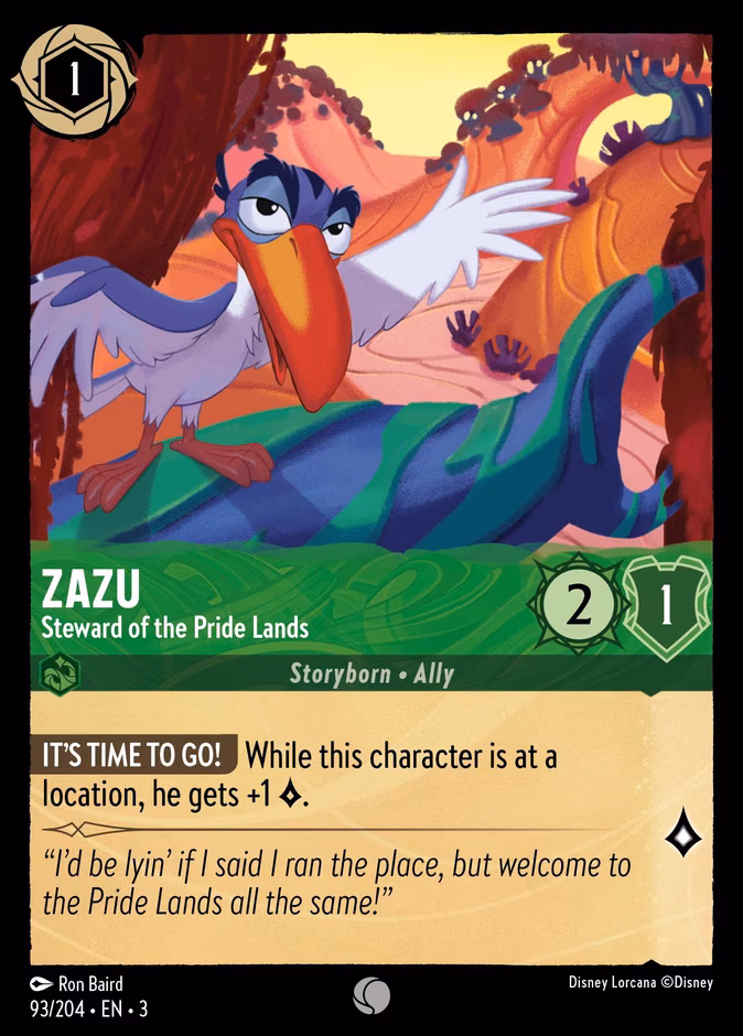 Zazu - Steward of the Pride Lands Lorcana card (93/204, Into the Inklands)