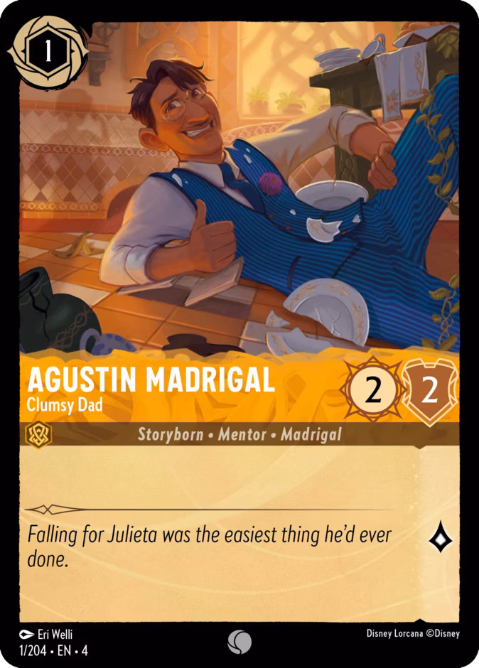 Agustin Madrigal - Clumsy Dad Lorcana card (1/204, Ursula's Return)
