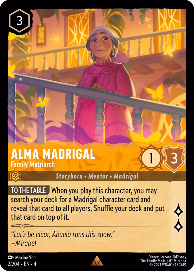 Alma Madrigal - Family Matriarch Lorcana card (2/204, Ursula's Return)