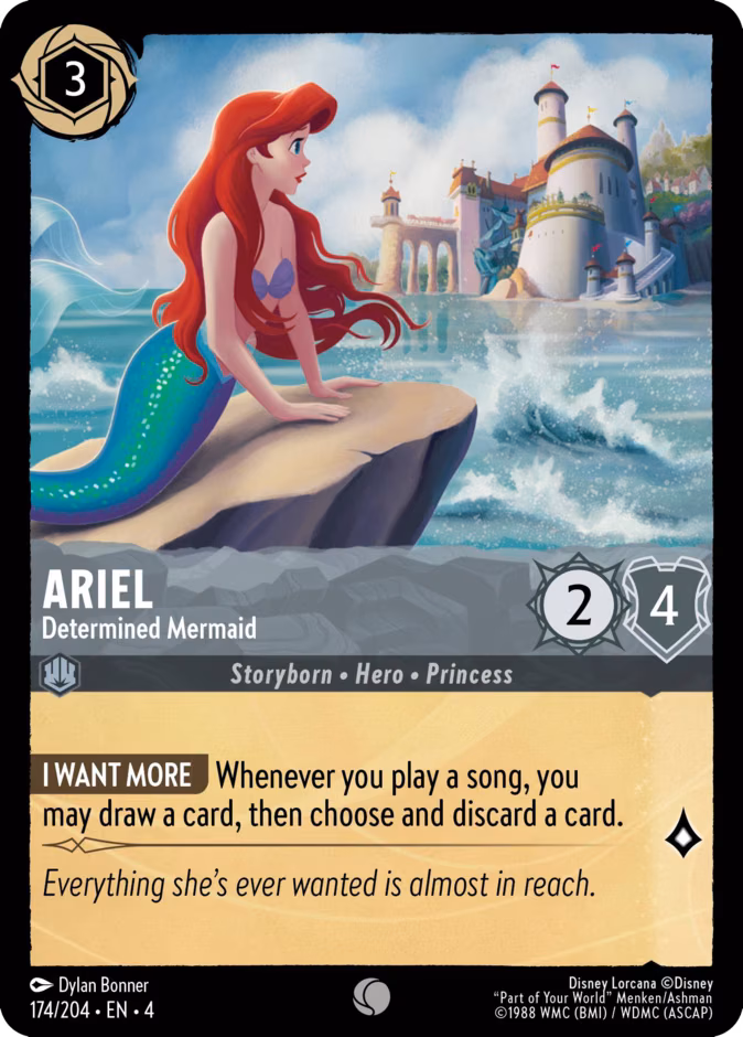 Ariel - Determined Mermaid Lorcana card (174/204, Ursula's Return)