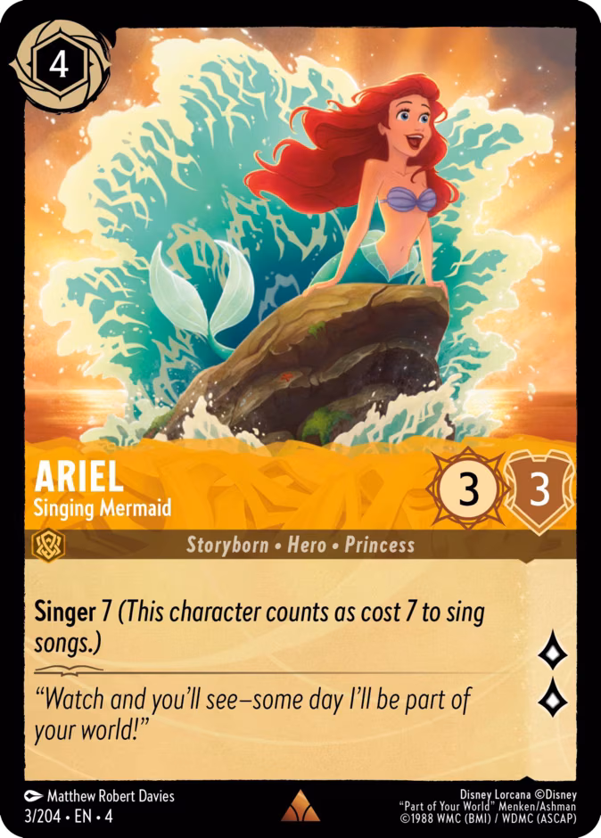 Ariel - Singing Mermaid Lorcana card (3/204, Ursula's Return)