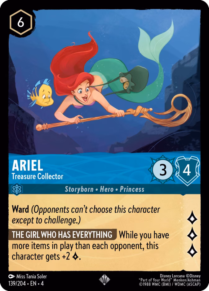 Ariel - Treasure Collector Lorcana card (139/204, Ursula's Return)