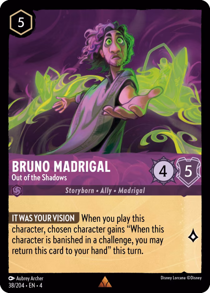 Bruno Madrigal - Out of the Shadows Lorcana card (38/204, Ursula's Return)