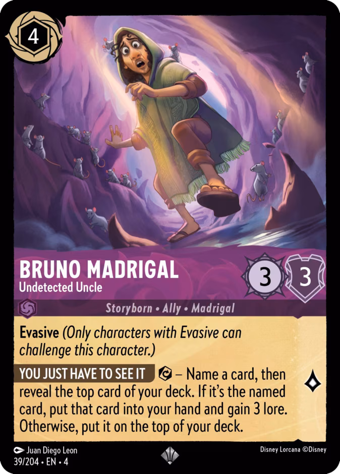 Bruno Madrigal - Undetected Uncle Lorcana card (39/204, Ursula's Return)