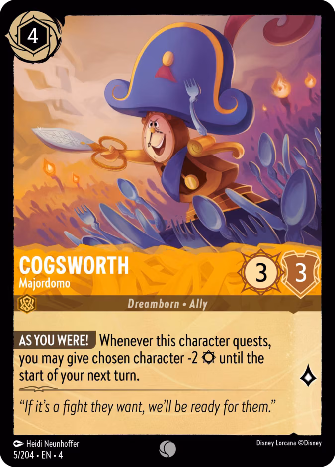 Cogsworth - Majordomo Lorcana card (5/204, Ursula's Return)