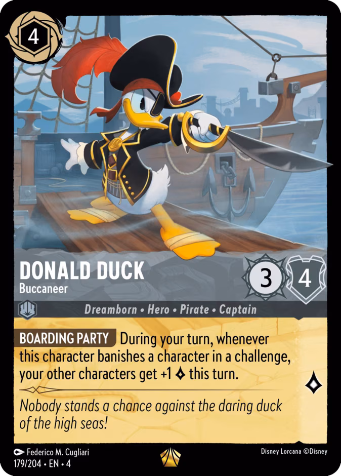 Donald Duck - Buccaneer Lorcana card (179/204, Ursula's Return)