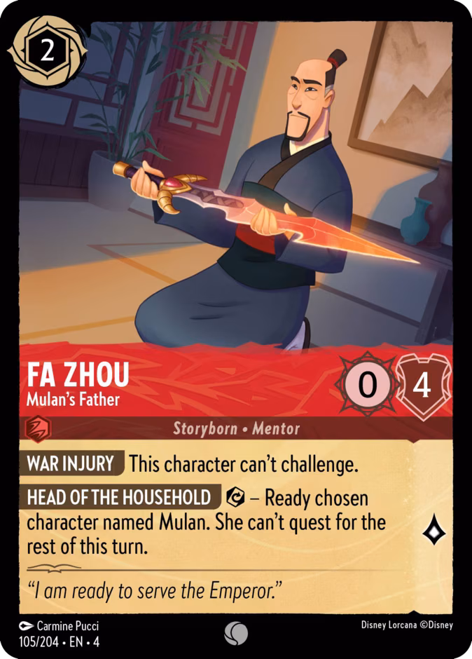 Fa Zhou - Mulan's Father Lorcana card (105/204, Ursula's Return)