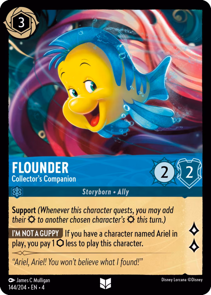 Flounder - Collector’s Companion Lorcana card (144/204, Ursula's Return)