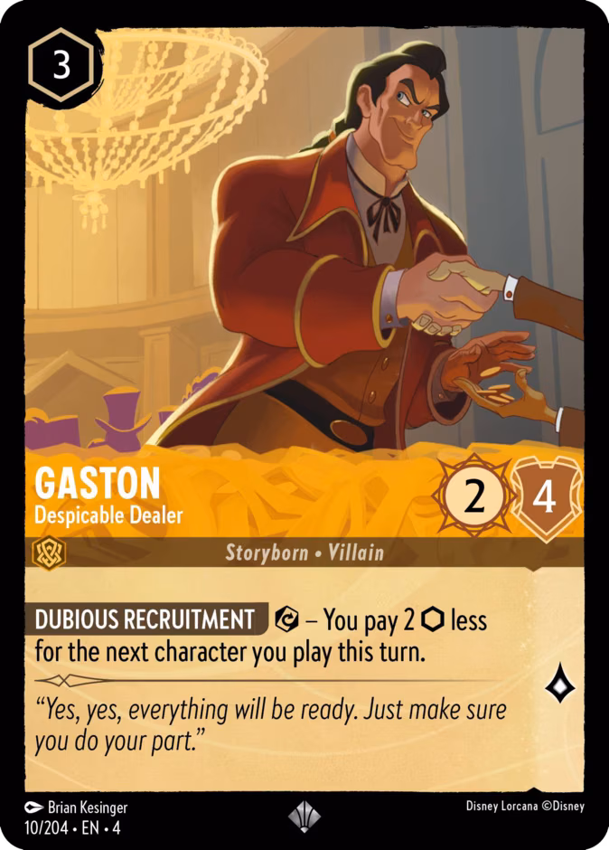 Gaston - Despicable Dealer Lorcana card (10/204, Ursula's Return)