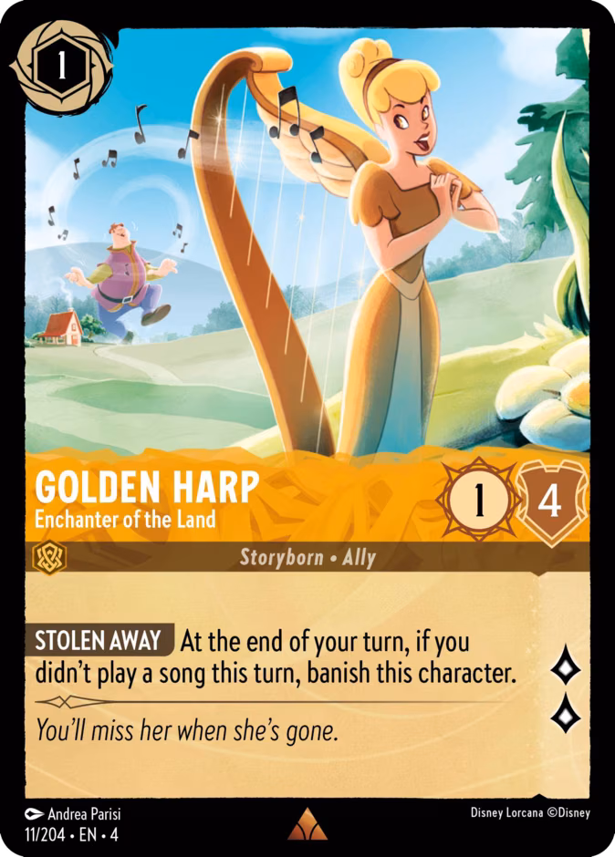 Golden Harp - Enchanter of the Land Lorcana card (11/204, Ursula's Return)