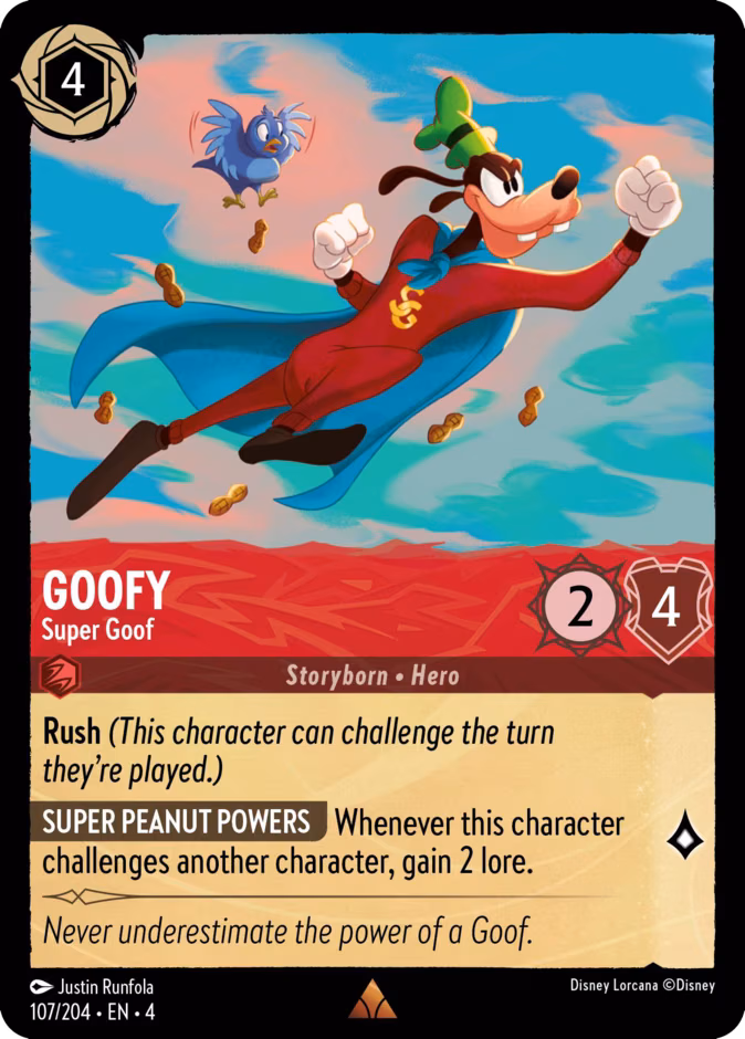 Goofy - Super Goof Lorcana card (107/204, Ursula's Return)