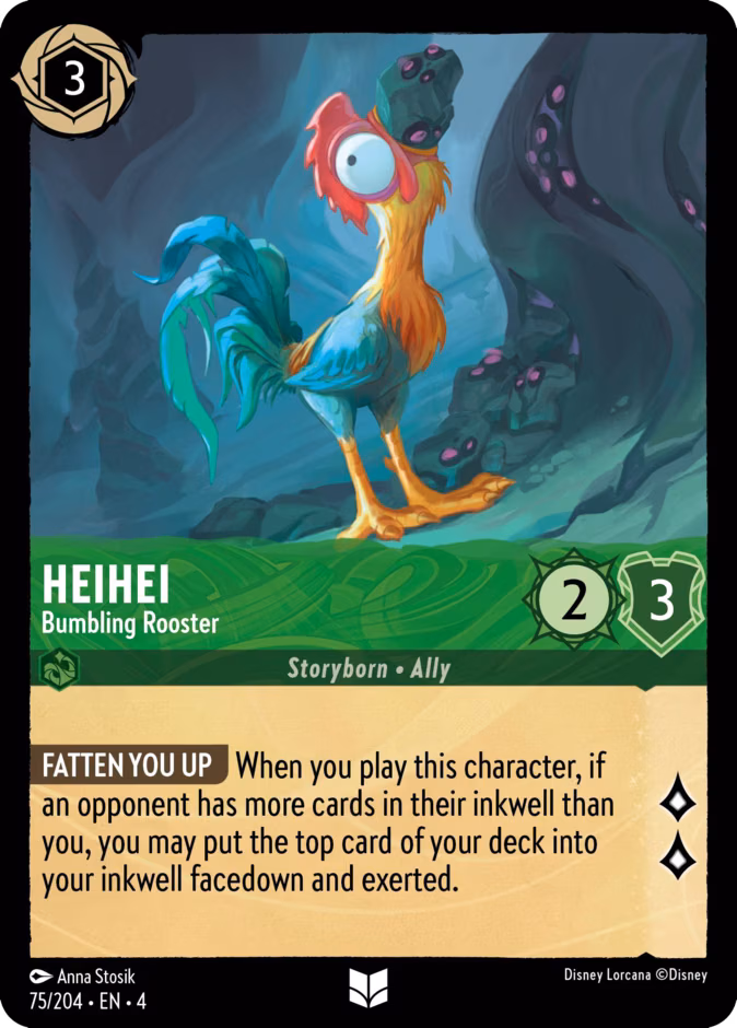 HeiHei - Bumbling Rooster Lorcana card (75/204, Ursula's Return)