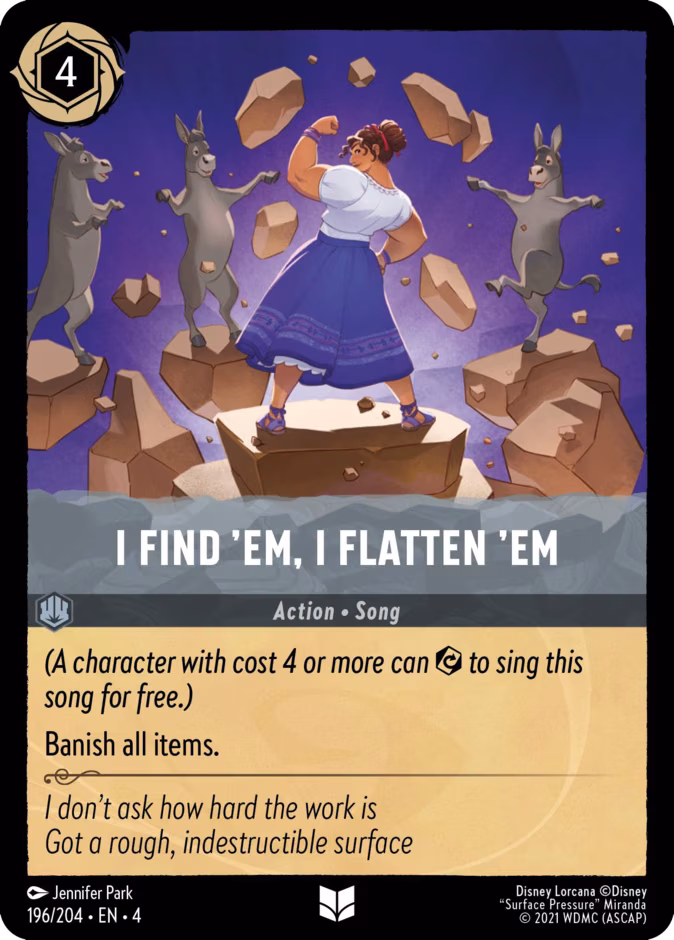 I Find ’Em, I Flatten ’Em Lorcana card (196/204, Ursula's Return)