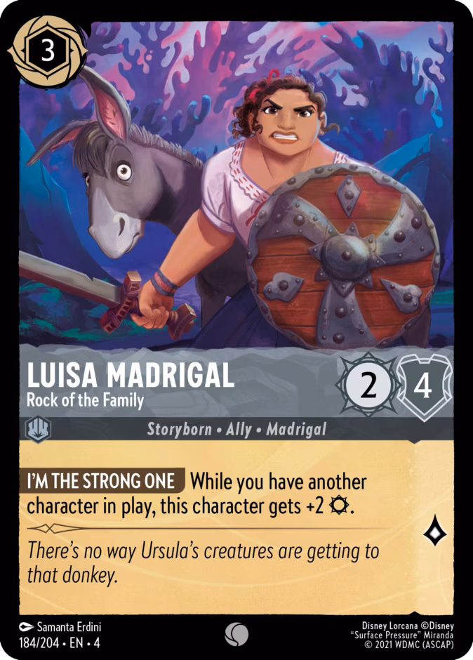 Luisa Madrigal - Rock of the Family Lorcana card (184/204, Ursula's Return)