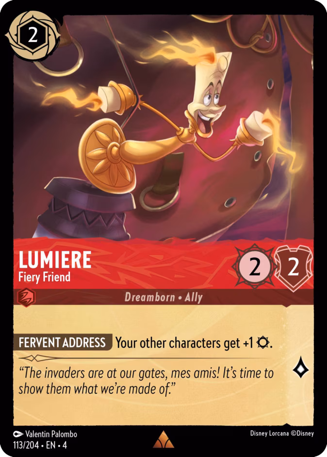Lumiere - Fiery Friend Lorcana card (113/204, Ursula's Return)