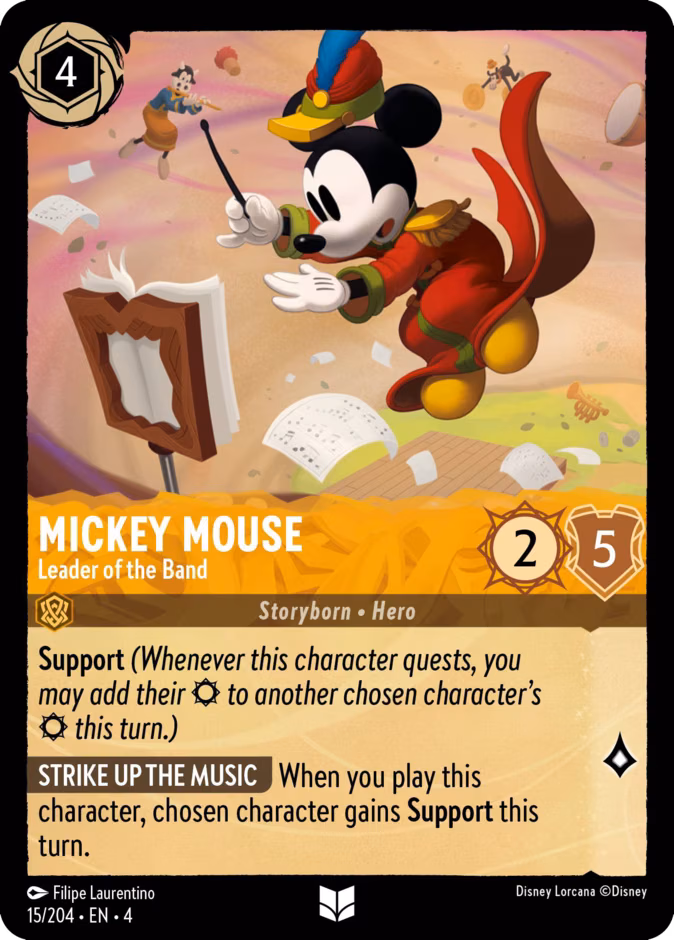 Mickey Mouse - Leader of the Band Lorcana card (15/204, Ursula's Return)