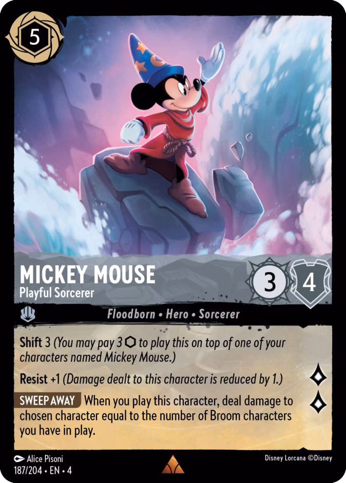 Mickey Mouse - Playful Sorcerer Lorcana card (187/204, Ursula's Return)