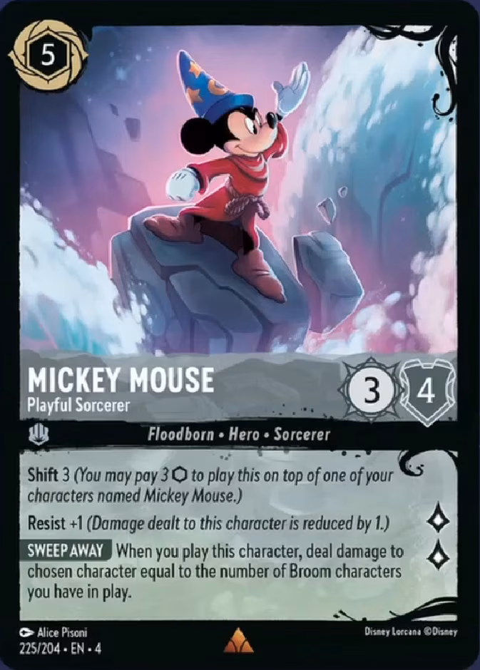 Mickey Mouse - Playful Sorcerer Lorcana card (225/204, Ursula's Return)