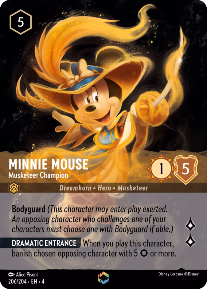 Minnie Mouse - Musketeer Champion Lorcana card (206/204)