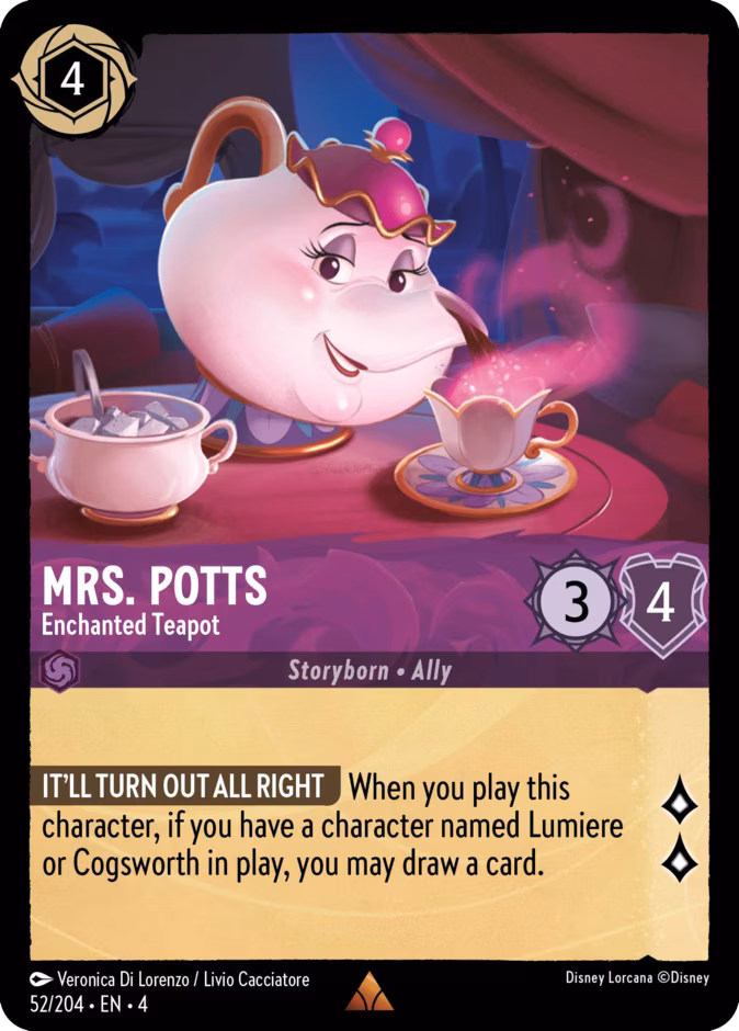 Mrs. Potts - Enchanted Teapot Lorcana card (52/204, Ursula's Return)