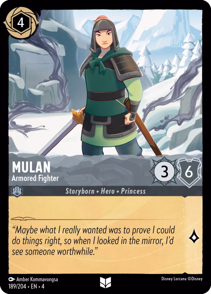 Mulan - Armored Fighter Lorcana card (189/204, Ursula's Return)