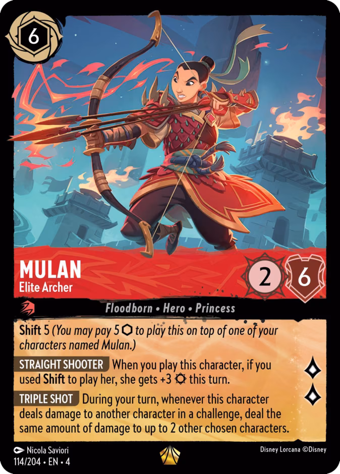 Mulan - Elite Archer Lorcana card (114/204, Ursula's Return)