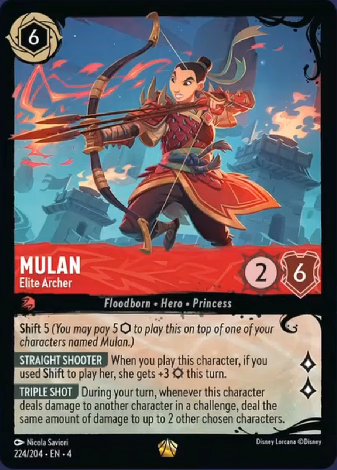 Mulan - Elite Archer Lorcana card (224/204, Ursula's Return)
