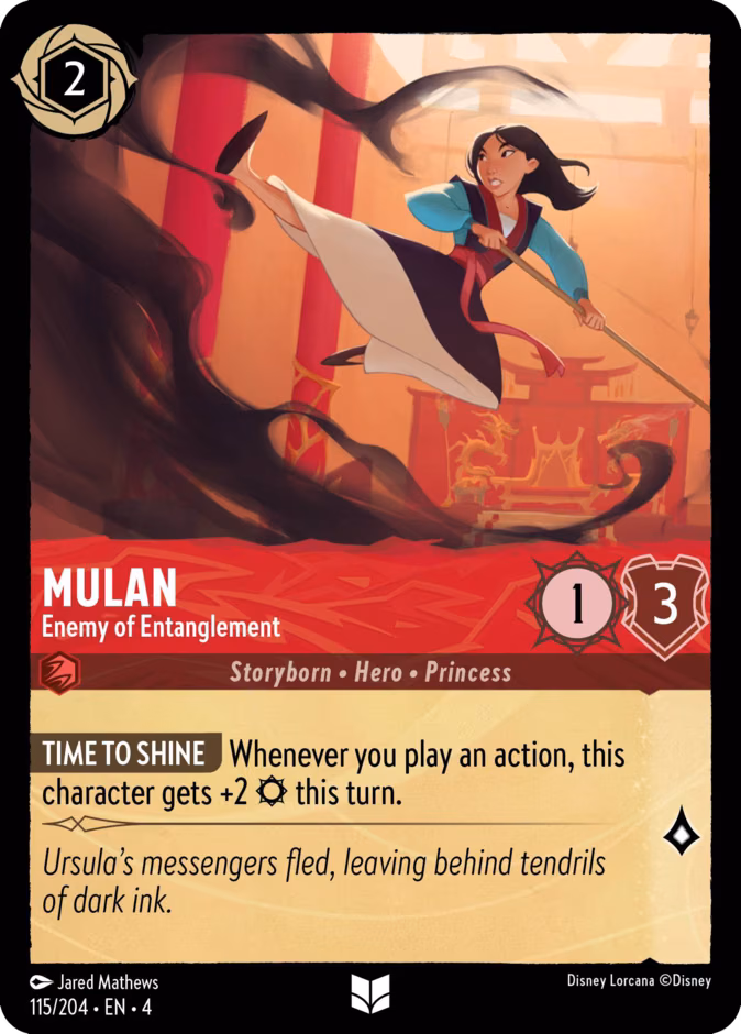 Mulan - Enemy of Entanglement Lorcana card (115/204, Ursula's Return)