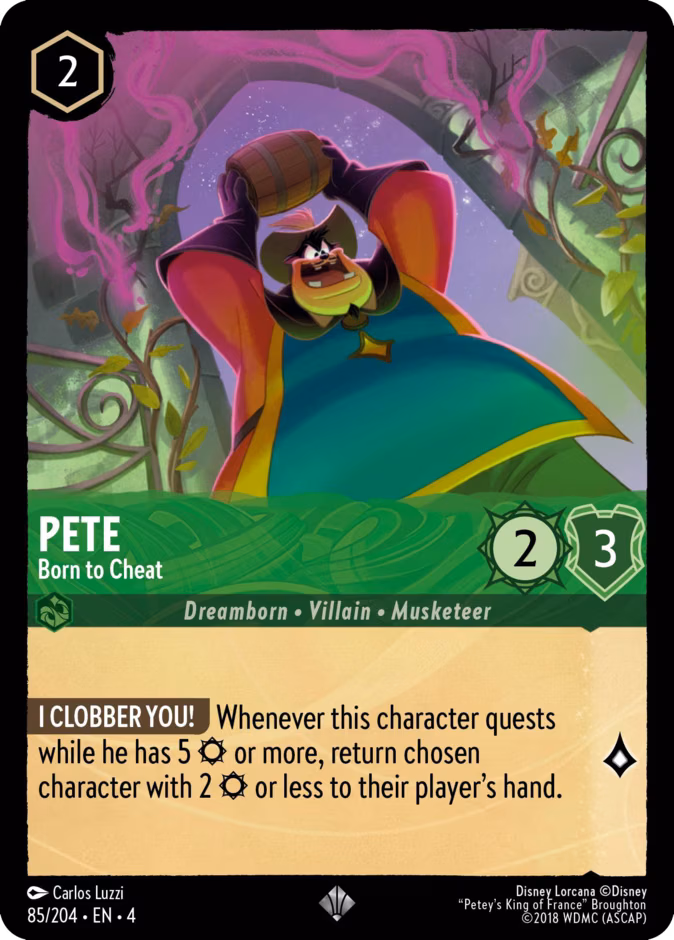 Pete - Born to Cheat Lorcana card (85/204, Ursula's Return)