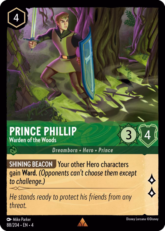 Prince Phillip - Warden of the Woods Lorcana card (88/204, Ursula's Return)