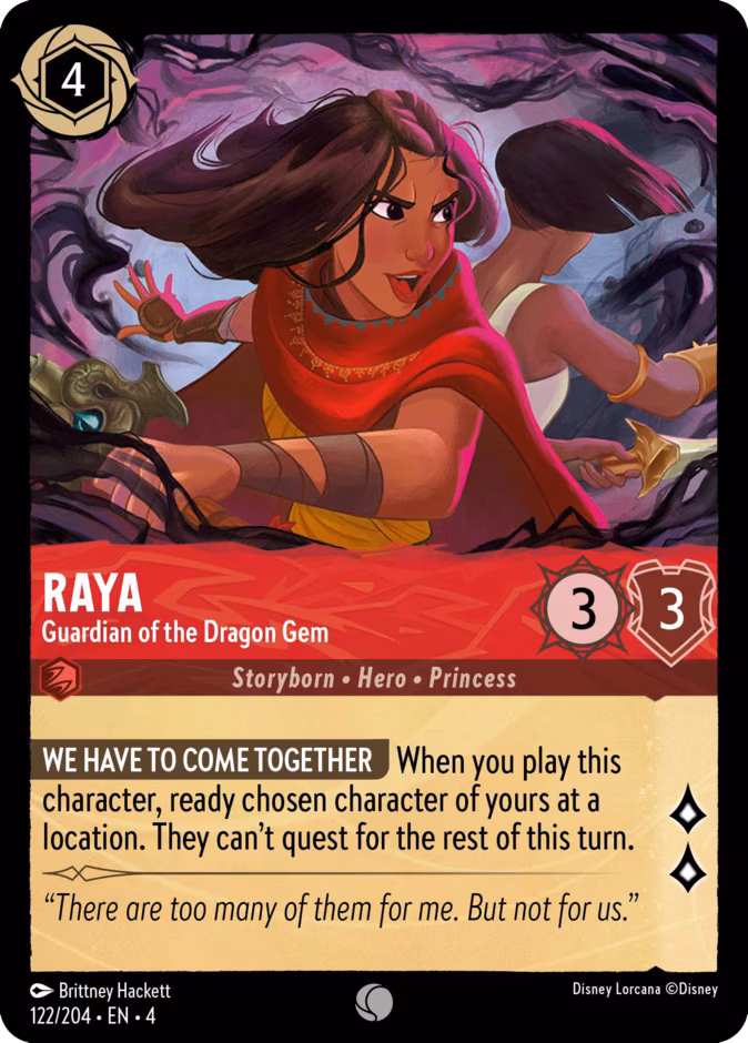 Raya - Guardian of the Dragon Gem Lorcana card (122/204, Ursula's Return)