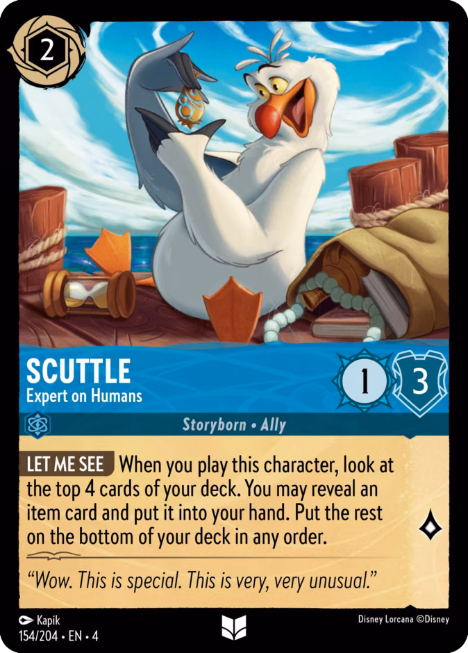 Scuttle - Expert on Humans Lorcana card (154/204, Ursula's Return)