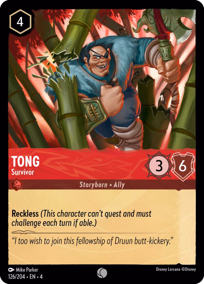 Tong - Survivor Lorcana card (126/204, Ursula's Return)