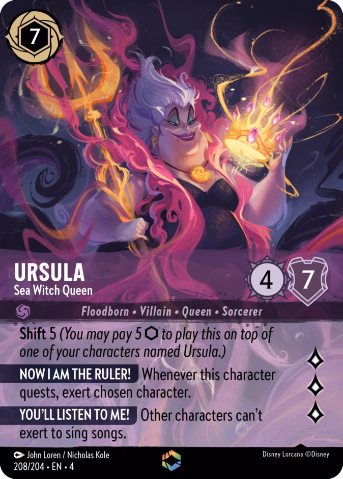 Ursula - Sea Witch Queen Lorcana card (208/204, Ursula's Return)
