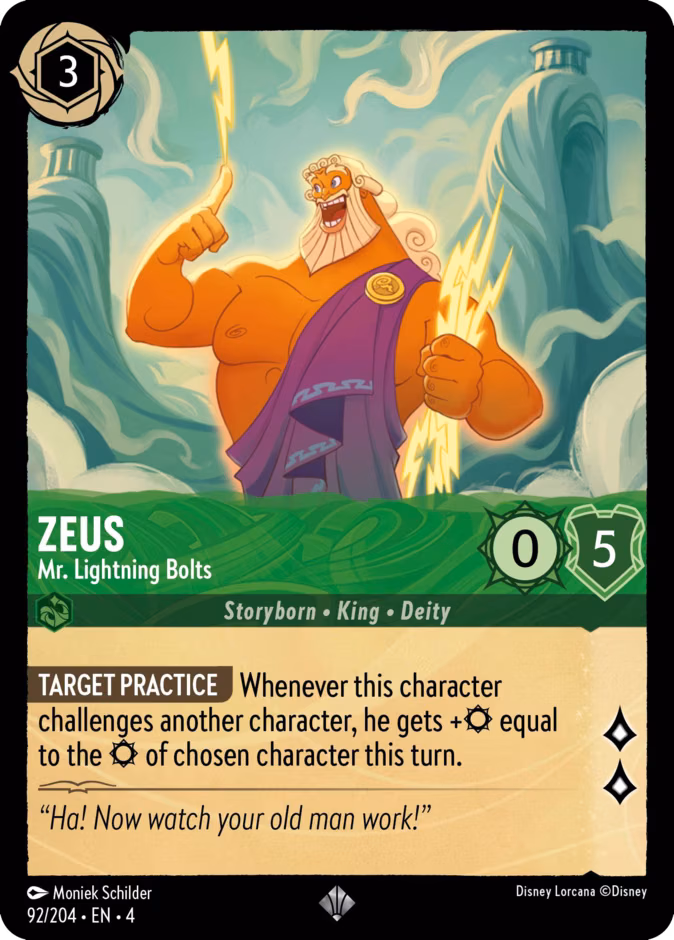 Zeus - Mr. Lightning Bolts Lorcana card (92/204, Ursula's Return)