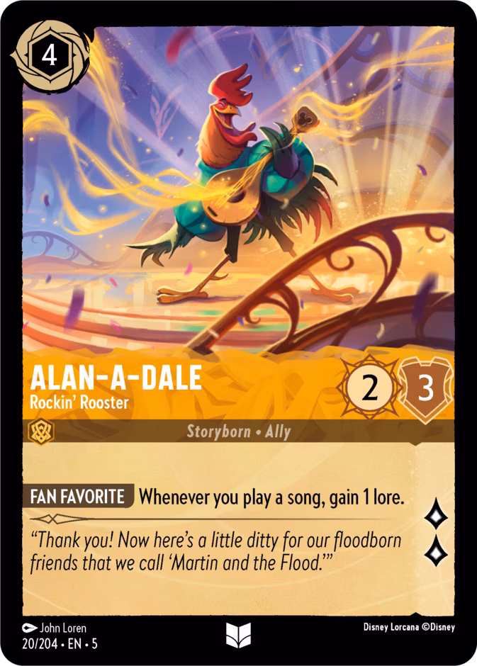 Alan-a-Dale - Rockin' Rooster Lorcana card (20/204, Shimmering Skies)