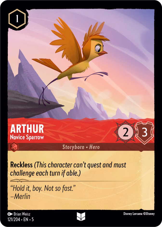 Arthur - Novice Sparrow Lorcana card (121/204, Shimmering Skies)