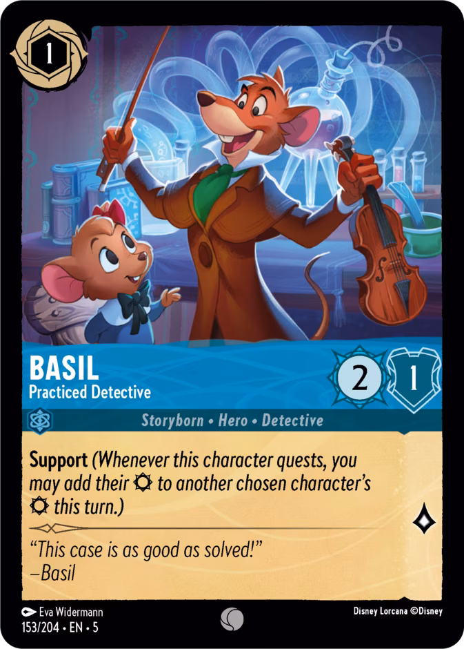 Basil - Practiced Detective Lorcana card (153/204, Shimmering Skies)