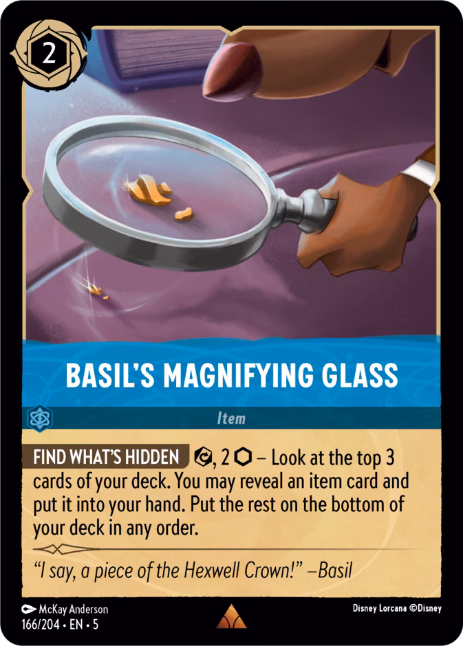 Basil's Magnifying Glass Lorcana card (166/204, Shimmering Skies)